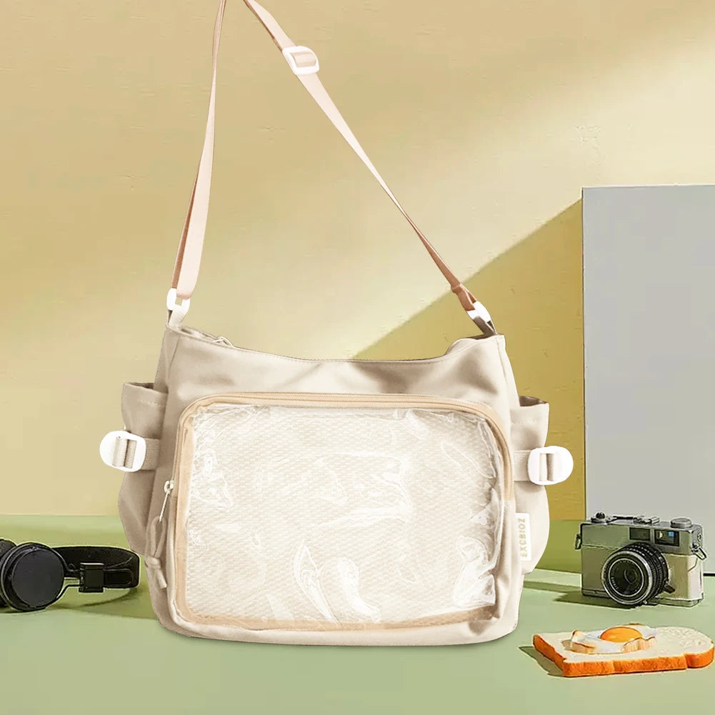 Japanese Y2K Lolita Transparent Shoulder Bag Women Trend Itabag Badge DIY Decoration Crossbody Bag Daily School Bag for Teenager