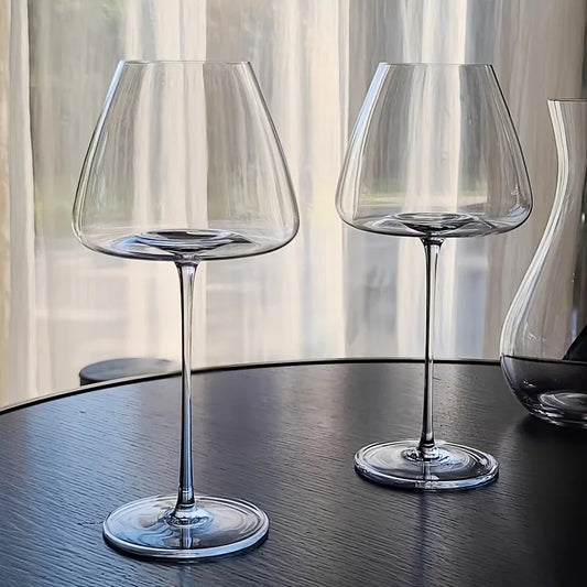 2 piece elegant hand-blown wine glasses - lead-free crystal, perfect for weddings, anniversaries and birthdays