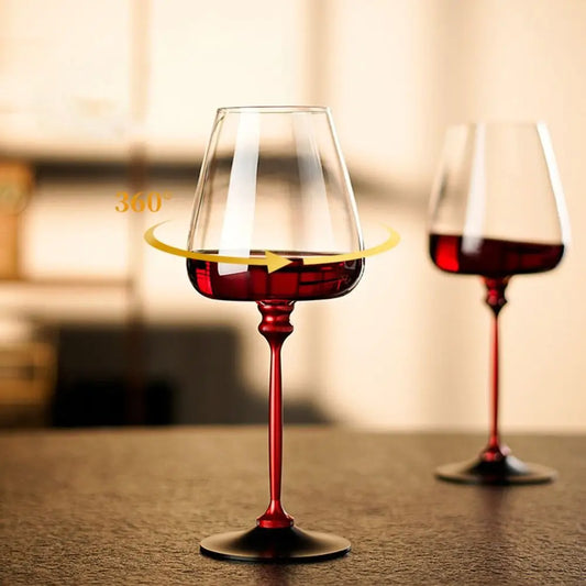 Advanced Clear Rotating Glass Wine Glasses 500ml Thickened Base Crystal Goblet Ergonomic Holder Wine Decanter Glass Cup Whiskey