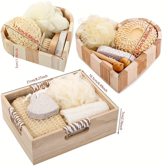 Bath Spa Gift Set Luxury Bathroom Accessories Kit with Loofah Brush Pumice Stone Wooden Box for Body Care Relaxation Gift Set