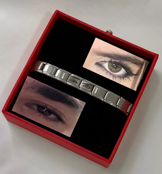 Carved Eye Jewelry Italian Custom Photo Bracelet Stainless Steel Spring Bracelet Personalized Valentine's Day Gift for Couples