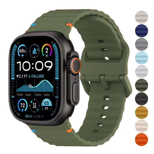 Silicone Strap for Apple Watch Ultra 3/2/1 49mm 11 10 46mm 42mm Needlework Breathable IWatch 9 8 7 6 5 4 SE3 45mm 41mm 44mm 40mm