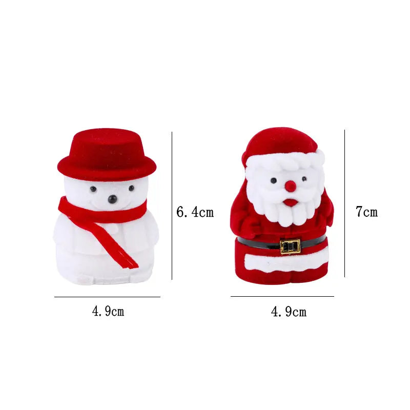 1 Piece snowman Velvet Jewelry Box Santa Claus Ring Box Jewelry Container for Earrings Display Christmas Gift Box Holder