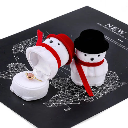 1 Piece snowman Velvet Jewelry Box Santa Claus Ring Box Jewelry Container for Earrings Display Christmas Gift Box Holder