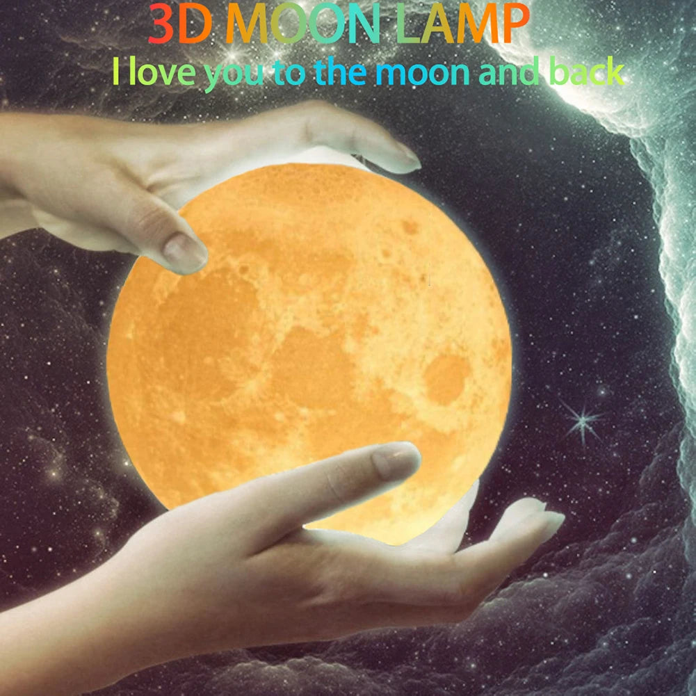 3D Printing Moon Lamp Personalized Photo Text Customized USB Night Light Birthday Mother Day Valentine's Christmas Lunar Gift