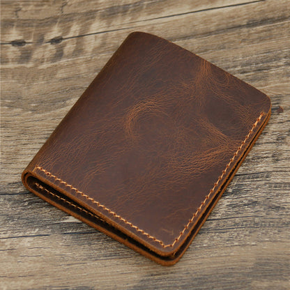 100% Genuine Leather Wallet Men Vintage Style Bifold Brown Wallet for Men Leather Genuine