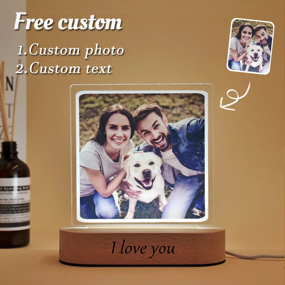 Personalized 3D Lamp Custom Photo Night Light Heart LED Lamp Name Date On Anniversary Wedding Valentin's Day Gift couples gifts