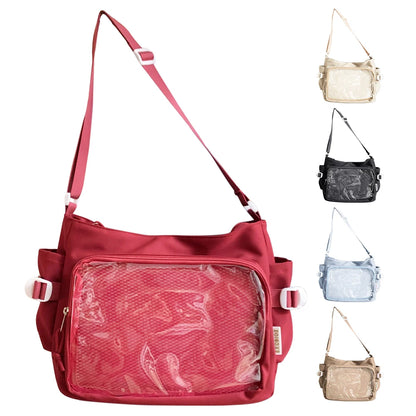 Japanese Y2K Lolita Transparent Shoulder Bag Women Trend Itabag Badge DIY Decoration Crossbody Bag Daily School Bag for Teenager