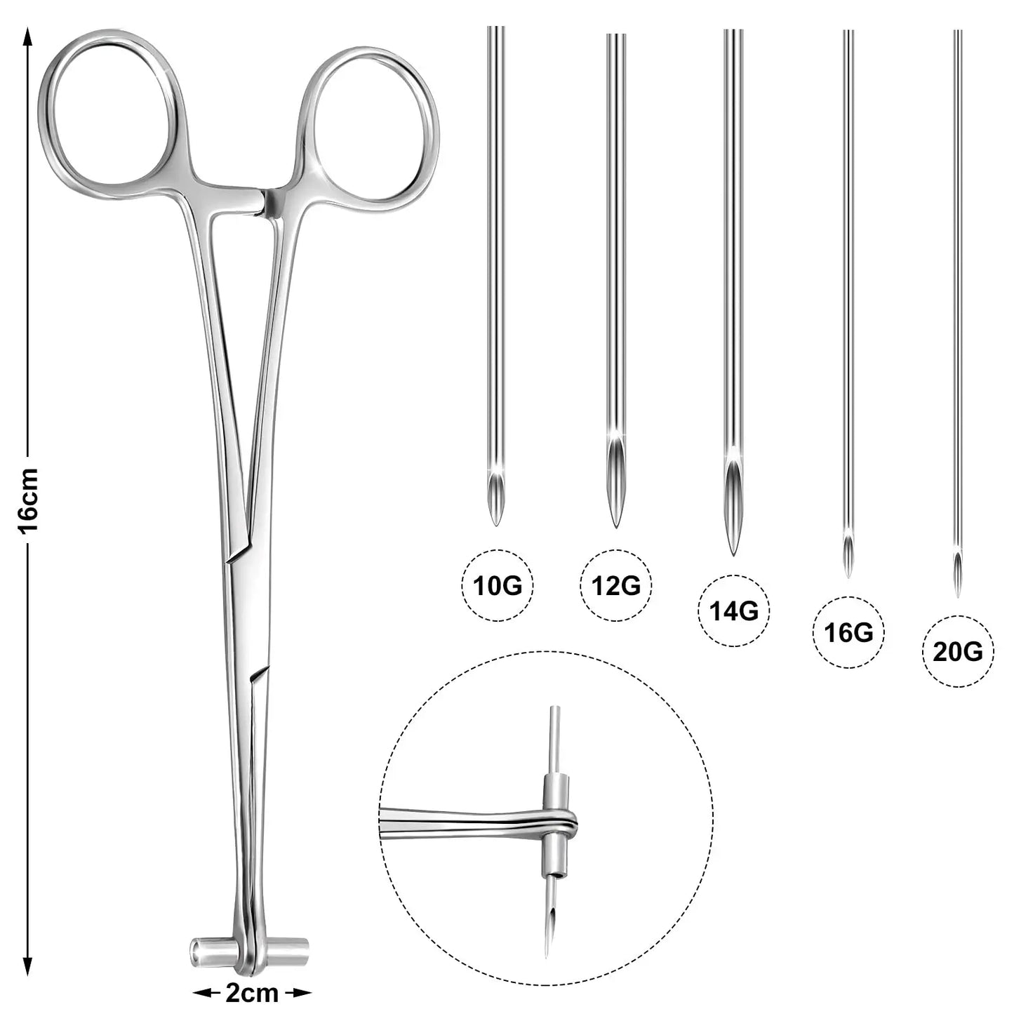 1/2/41 Pieces Body Piercing Tool Kit 316L Stainless Steel Piercing Needles Nose Ring Hoop Jewelry for Ear Lip Belly Navel Tongue