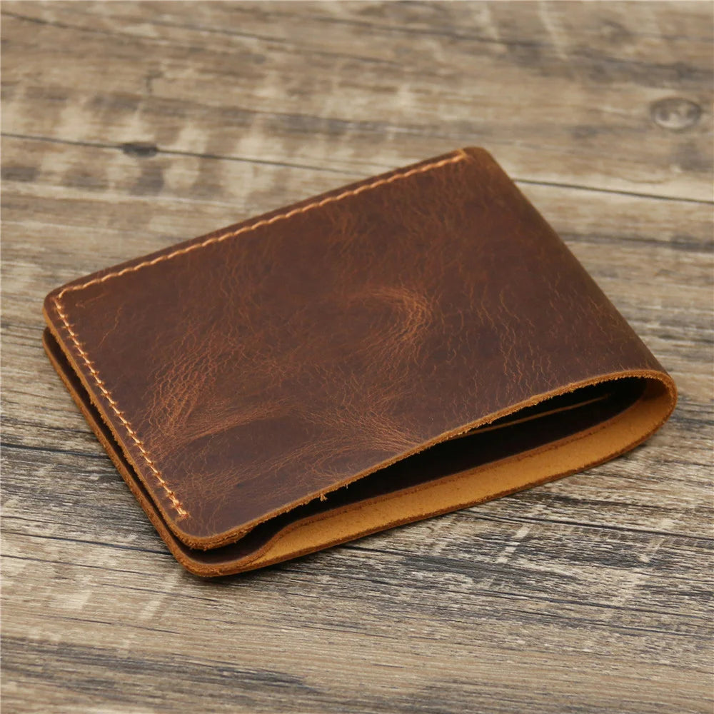 100% Genuine Leather Wallet Men Vintage Style Bifold Brown Wallet for Men Leather Genuine