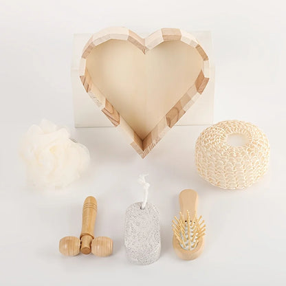 Bath Spa Gift Set Luxury Bathroom Accessories Kit with Loofah Brush Pumice Stone Wooden Box for Body Care Relaxation Gift Set