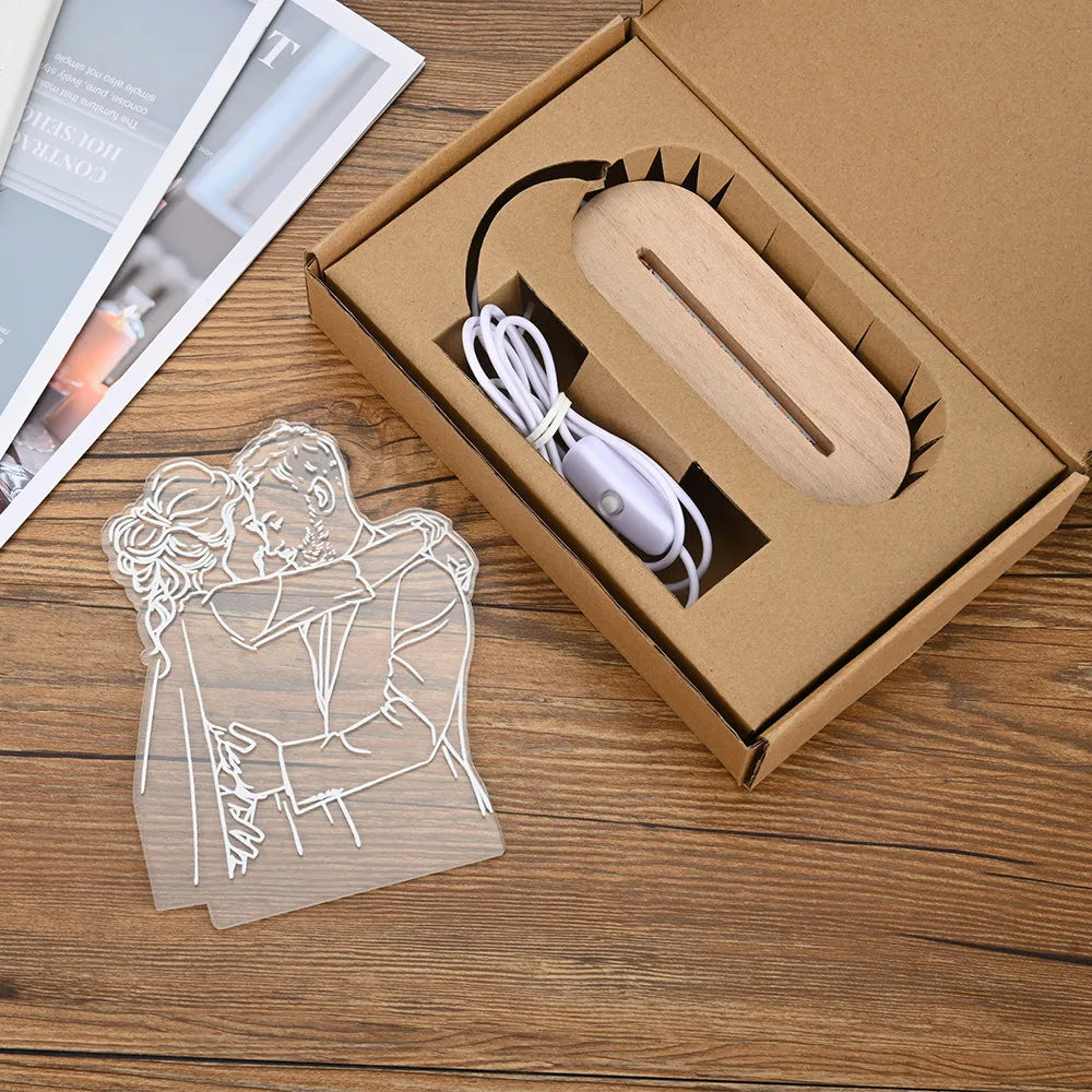 Personalized 3D Lamp Custom Photo Night Light Heart LED Lamp Name Date On Anniversary Wedding Valentin's Day Gift couples gifts