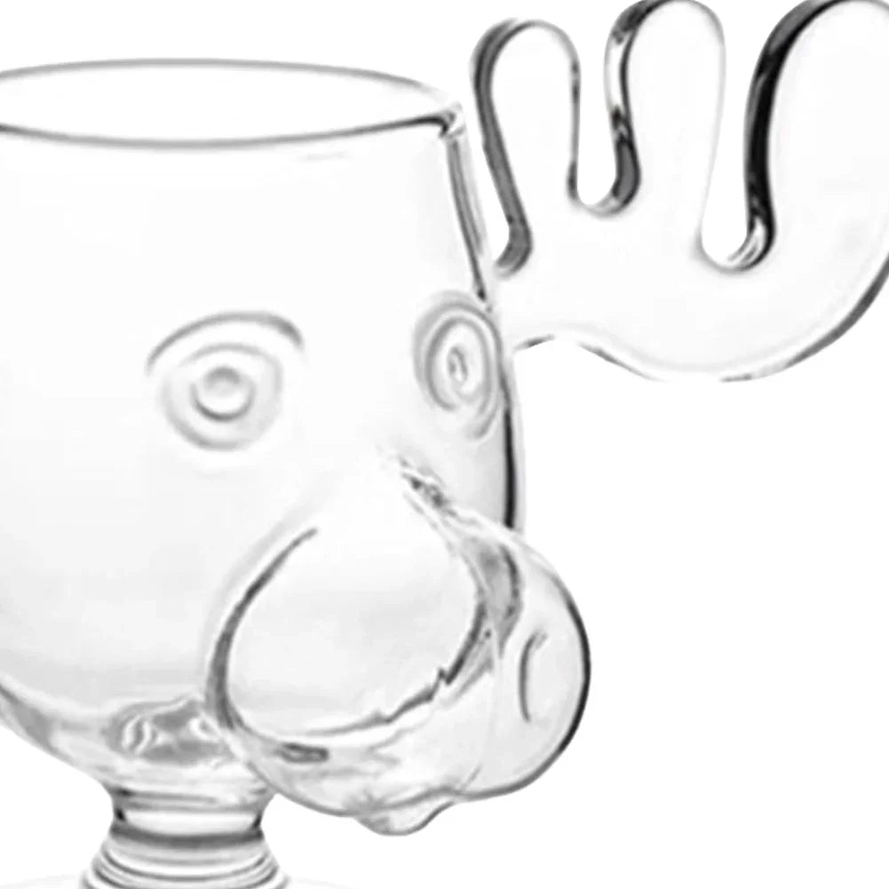 1-4PCS 240ml 8oz Christmas Vacation Moose Mug Christmas Reindeer Head Creative Elk Glass Wine Beer Water Juice Milk Glass