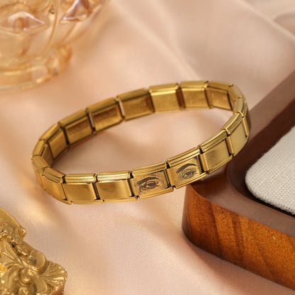 Carved Eye Jewelry Italian Custom Photo Bracelet Stainless Steel Spring Bracelet Personalized Valentine's Day Gift for Couples