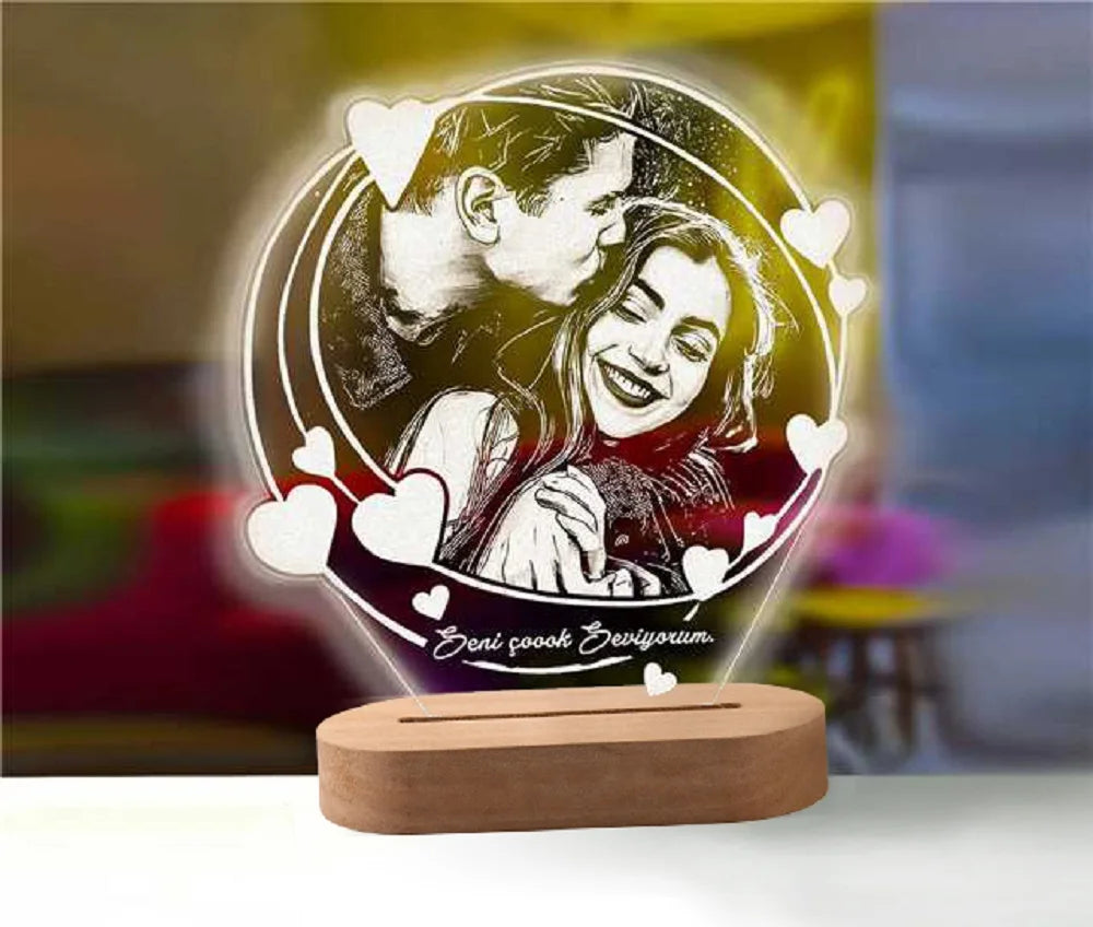 Personalized 3D Lamp Custom Photo Night Light Heart LED Lamp Name Date On Anniversary Wedding Valentin's Day Gift couples gifts