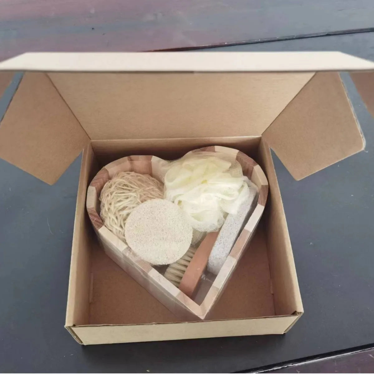 Bath Spa Gift Set Luxury Bathroom Accessories Kit with Loofah Brush Pumice Stone Wooden Box for Body Care Relaxation Gift Set