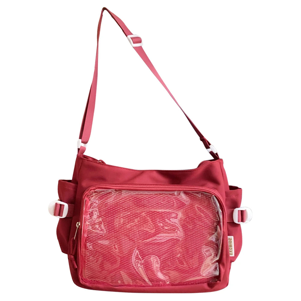 Japanese Y2K Lolita Transparent Shoulder Bag Women Trend Itabag Badge DIY Decoration Crossbody Bag Daily School Bag for Teenager