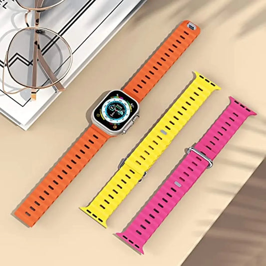 Ocean Strap For Apple Watch Ultra 3/2 Band 49mm 11 10 9 8 7 46mm 45mm 41mm Silicone Bracelet Belt iWatch 6 5 4 SE 44mm 42mm band