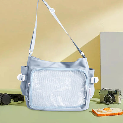 Japanese Y2K Lolita Transparent Shoulder Bag Women Trend Itabag Badge DIY Decoration Crossbody Bag Daily School Bag for Teenager