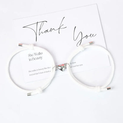 LATS 2 Pice Black White Color Hand Rope Love Magnetic Couple Good Friend Brother Party Student Travel Fashion Elegant Silver Mul