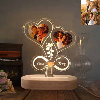 Personalized 3D Lamp Custom Photo Night Light Heart LED Lamp Name Date On Anniversary Wedding Valentin's Day Gift couples gifts