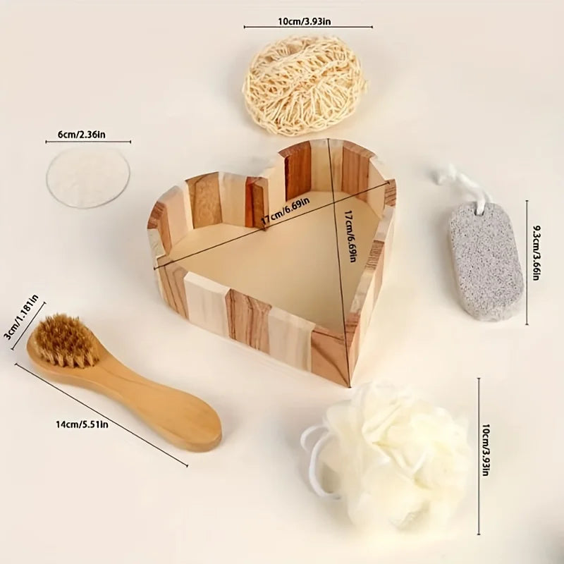 Bath Spa Gift Set Luxury Bathroom Accessories Kit with Loofah Brush Pumice Stone Wooden Box for Body Care Relaxation Gift Set