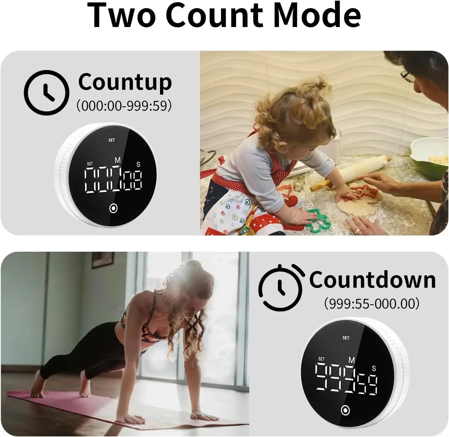 1000 Minute Kitchen Timer, Magnetic Rotating Mechanical Timer Countdown, Cooking Study Office Exercise Time Management Tool