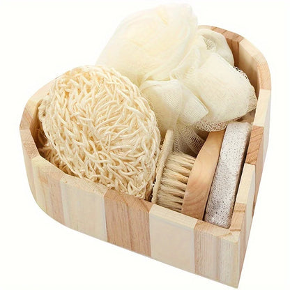 Bath Spa Gift Set Luxury Bathroom Accessories Kit with Loofah Brush Pumice Stone Wooden Box for Body Care Relaxation Gift Set