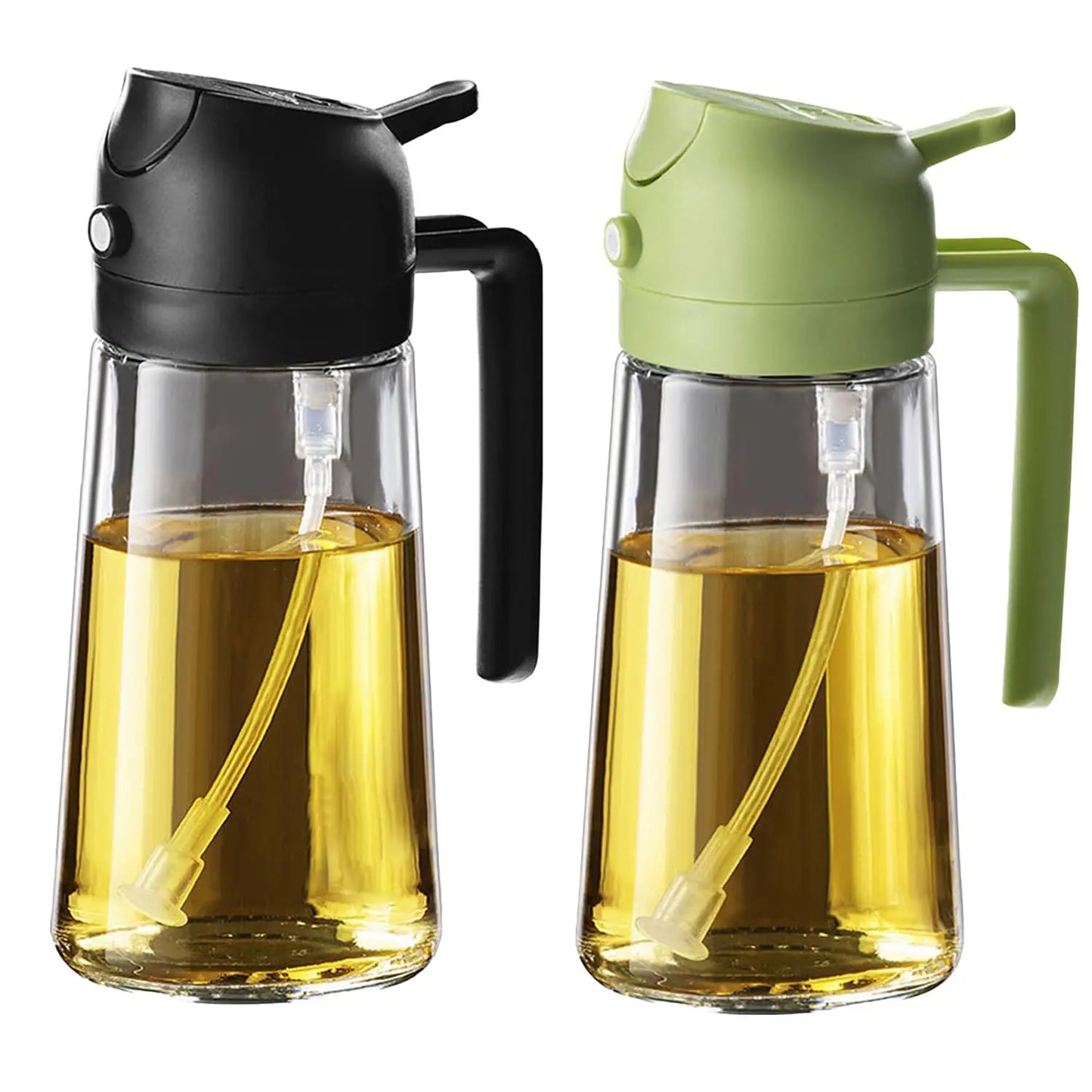 1-2PCS 2in1 Olive Oil Dispenser Bottle 500ml Plastic Oil Sprayer Cooking Oil Spray Tank BBQ Baking Picnic Kitchen Tools for Home