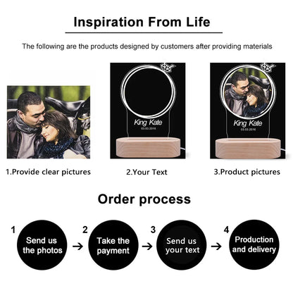 Personalized 3D Lamp Custom Photo Night Light Heart LED Lamp Name Date On Anniversary Wedding Valentin's Day Gift couples gifts