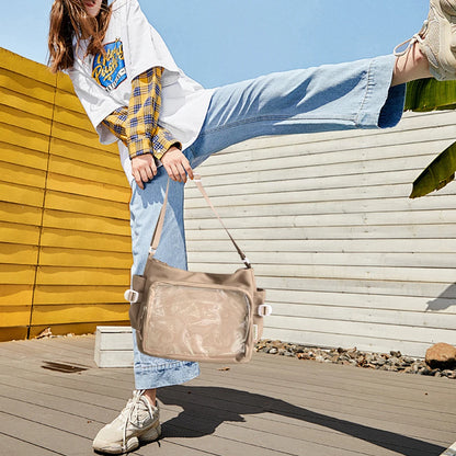 Japanese Y2K Lolita Transparent Shoulder Bag Women Trend Itabag Badge DIY Decoration Crossbody Bag Daily School Bag for Teenager