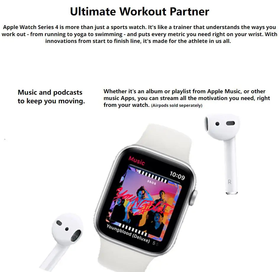 100% Original Apple Watch Series 4 Smartwatch 40MM/44MM GPS Aluminum with Sport Band