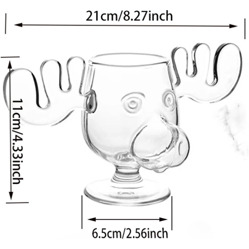 1-4PCS 240ml 8oz Christmas Vacation Moose Mug Christmas Reindeer Head Creative Elk Glass Wine Beer Water Juice Milk Glass
