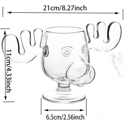 1-4PCS 240ml 8oz Christmas Vacation Moose Mug Christmas Reindeer Head Creative Elk Glass Wine Beer Water Juice Milk Glass