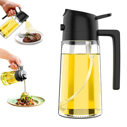 1-2PCS 2in1 Olive Oil Dispenser Bottle 500ml Plastic Oil Sprayer Cooking Oil Spray Tank BBQ Baking Picnic Kitchen Tools for Home