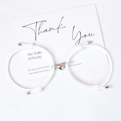 LATS 2 Pice Black White Color Hand Rope Love Magnetic Couple Good Friend Brother Party Student Travel Fashion Elegant Silver Mul