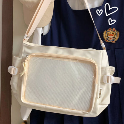Japanese Y2K Lolita Transparent Shoulder Bag Women Trend Itabag Badge DIY Decoration Crossbody Bag Daily School Bag for Teenager
