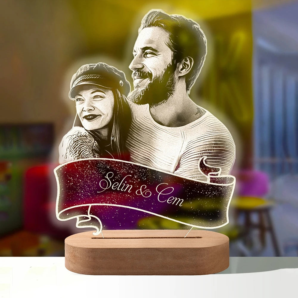 Personalized 3D Lamp Custom Photo Night Light Heart LED Lamp Name Date On Anniversary Wedding Valentin's Day Gift couples gifts