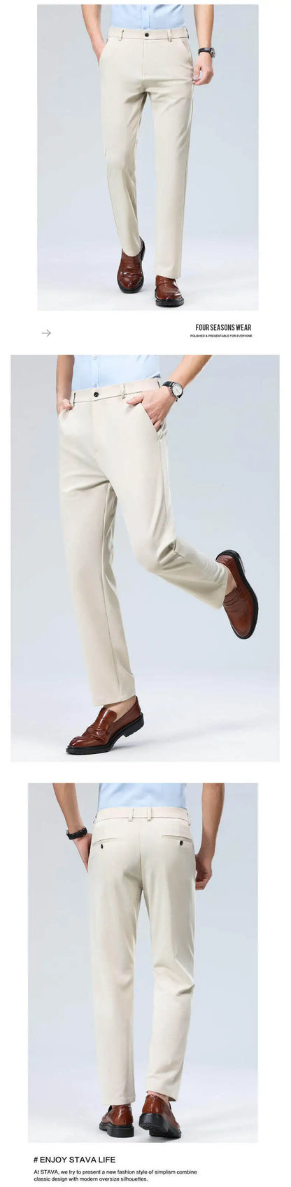 10 color casual pants, men's business casual suit pants, loose straight summer thin stretch suit pants