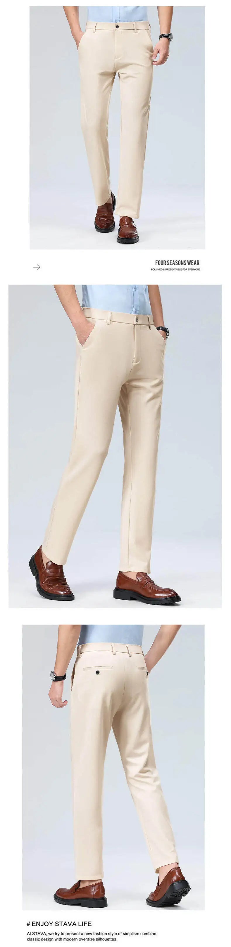 10 color casual pants, men's business casual suit pants, loose straight summer thin stretch suit pants