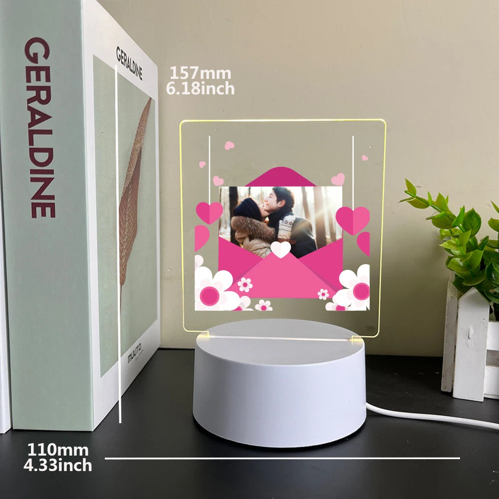 Cartoon Personalize Custom Photo Picture Couple 3D Led Optical Illusion Table Lamp For Bedroom Night Avatar Mange Room Decor