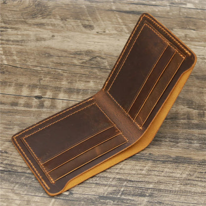100% Genuine Leather Wallet Men Vintage Style Bifold Brown Wallet for Men Leather Genuine