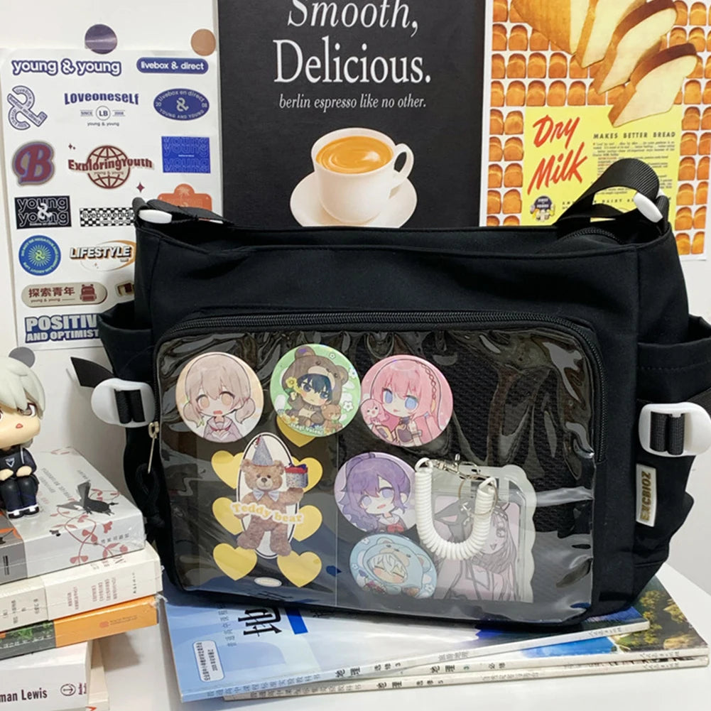 Japanese Y2K Lolita Transparent Shoulder Bag Women Trend Itabag Badge DIY Decoration Crossbody Bag Daily School Bag for Teenager