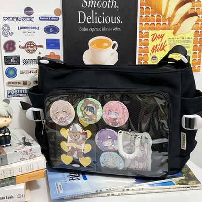 Japanese Y2K Lolita Transparent Shoulder Bag Women Trend Itabag Badge DIY Decoration Crossbody Bag Daily School Bag for Teenager