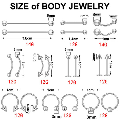 1/2/41 Pieces Body Piercing Tool Kit 316L Stainless Steel Piercing Needles Nose Ring Hoop Jewelry for Ear Lip Belly Navel Tongue