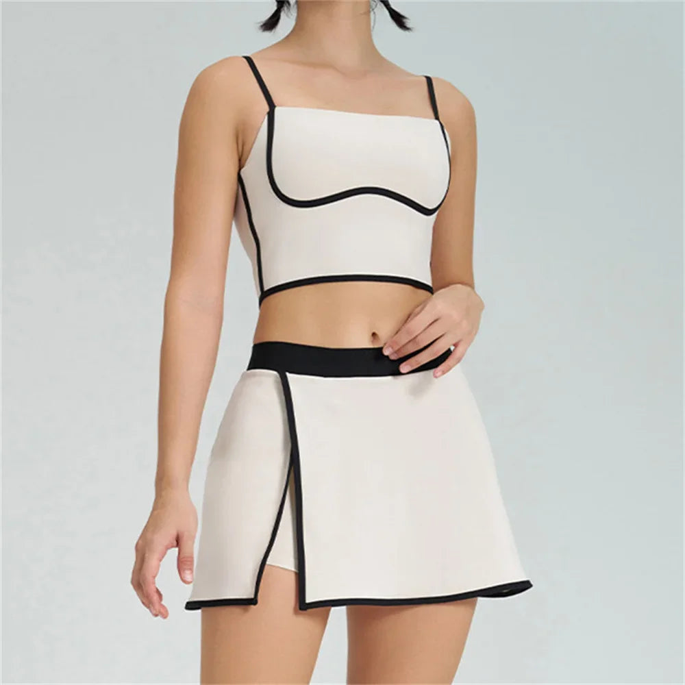 1/2PCS Women Tracksuit Yoga Set Gym Set Bra Sports Anti Shorts Skirt Workout Sportswear Running Gym Wear Athletic Suits