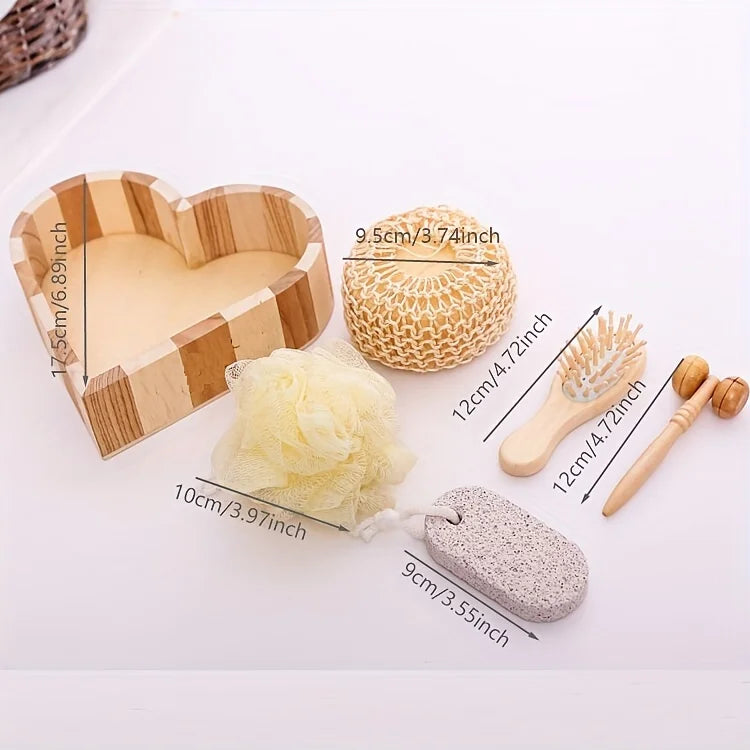 Bath Spa Gift Set Luxury Bathroom Accessories Kit with Loofah Brush Pumice Stone Wooden Box for Body Care Relaxation Gift Set