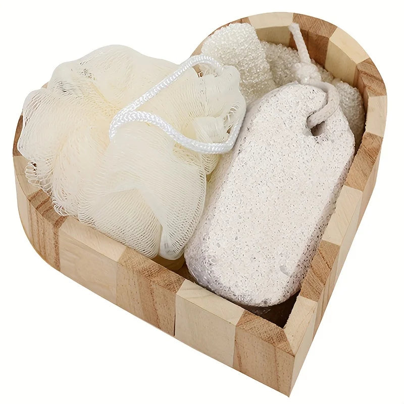 Bath Spa Gift Set Luxury Bathroom Accessories Kit with Loofah Brush Pumice Stone Wooden Box for Body Care Relaxation Gift Set