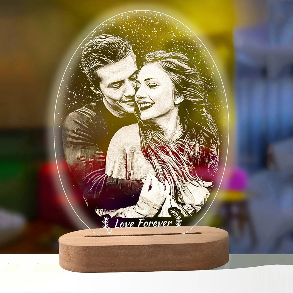 Personalized 3D Lamp Custom Photo Night Light Heart LED Lamp Name Date On Anniversary Wedding Valentin's Day Gift couples gifts