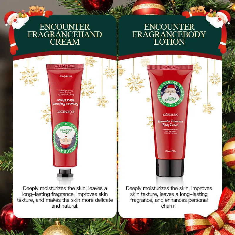 Luxurious complete Christmas gift box, 4-in-1 hand and body care set including moisturizer, body lotion, spray and soap bar
